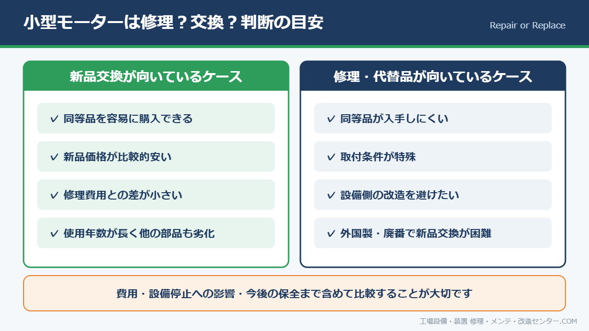 小型モーターの修理・交換の判断の目安